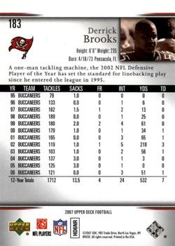 2007 Upper Deck #183 Derrick Brooks Back