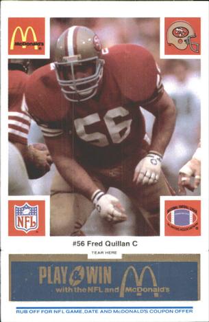 1986 McDonald's San Francisco 49ers - Full Game Pieces - Week 1 Blue Tab #NNO Fred Quillan Front