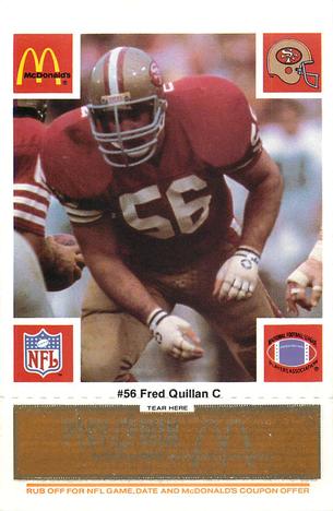 1986 McDonald's San Francisco 49ers - Full Game Pieces - Week 3 Gold/Orange Tab #NNO Fred Quillan Front