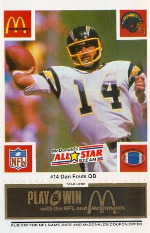 1986 McDonald's All-Star Team - Full Game Pieces: Week 2 Black/Gray Tab #NNO Dan Fouts Front