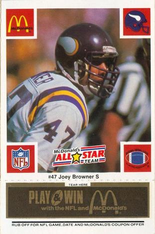 1986 McDonald's All-Star Team - Full Game Pieces: Week 2 Black/Gray Tab #NNO Joey Browner Front