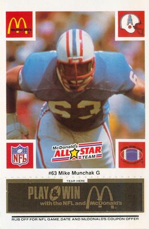 1986 McDonald's All-Star Team - Full Game Pieces: Week 2 Black/Gray Tab #NNO Mike Munchak Front