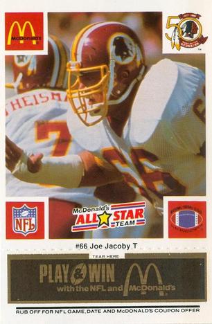1986 McDonald's All-Star Team - Full Game Pieces: Week 2 Black/Gray Tab #NNO Joe Jacoby Front