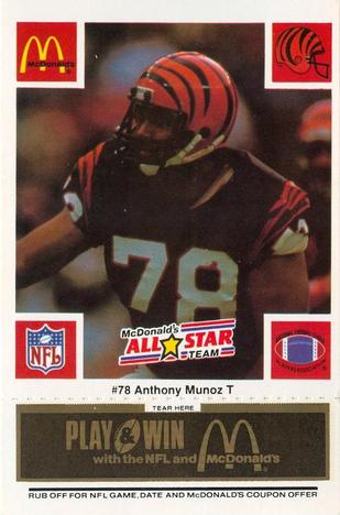 1986 McDonald's All-Star Team - Full Game Pieces: Week 2 Black/Gray Tab #NNO Anthony Munoz Front