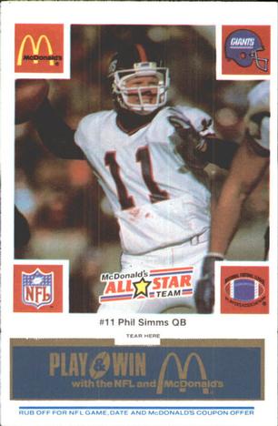 1986 McDonald's All-Star Team - Full Game Pieces: Week 1 Blue Tab #NNO Phil Simms Front