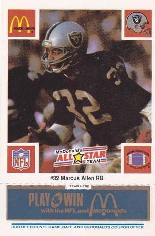 1986 McDonald's All-Star Team - Full Game Pieces: Week 1 Blue Tab #NNO Marcus Allen Front