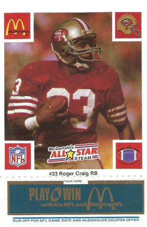 1986 McDonald's All-Star Team - Full Game Pieces: Week 1 Blue Tab #NNO Roger Craig Front