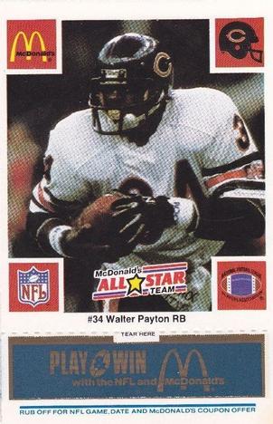 1986 McDonald's All-Star Team - Full Game Pieces: Week 1 Blue Tab #NNO Walter Payton Front
