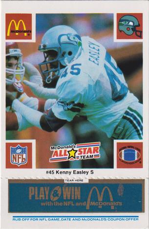 1986 McDonald's All-Star Team - Full Game Pieces: Week 1 Blue Tab #NNO Kenny Easley Front