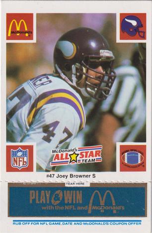 1986 McDonald's All-Star Team - Full Game Pieces: Week 1 Blue Tab #NNO Joey Browner Front