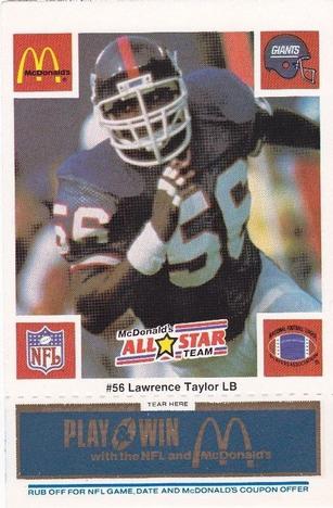1986 McDonald's All-Star Team - Full Game Pieces: Week 1 Blue Tab #NNO Lawrence Taylor Front