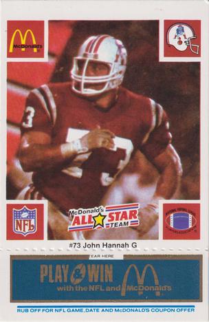 1986 McDonald's All-Star Team - Full Game Pieces: Week 1 Blue Tab #NNO John Hannah Front