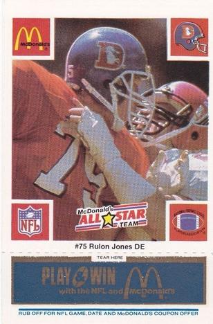 1986 McDonald's All-Star Team - Full Game Pieces: Week 1 Blue Tab #NNO Rulon Jones Front