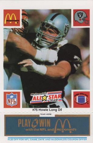 1986 McDonald's All-Star Team - Full Game Pieces: Week 1 Blue Tab #NNO Howie Long Front