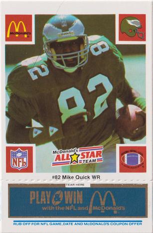 1986 McDonald's All-Star Team - Full Game Pieces: Week 1 Blue Tab #NNO Mike Quick Front
