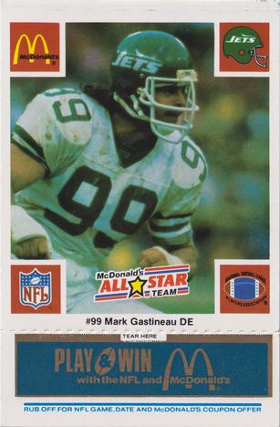 1986 McDonald's All-Star Team - Full Game Pieces: Week 1 Blue Tab #NNO Mark Gastineau Front