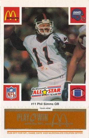 1986 McDonald's All-Star Team - Full Game Pieces: Week 3 Gold/Orange Tab #NNO Phil Simms Front