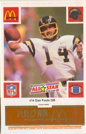1986 McDonald's All-Star Team - Full Game Pieces: Week 3 Gold/Orange Tab #NNO Dan Fouts Front