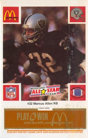 1986 McDonald's All-Star Team - Full Game Pieces: Week 3 Gold/Orange Tab #NNO Marcus Allen Front