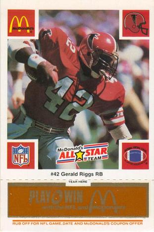 1986 McDonald's All-Star Team - Full Game Pieces: Week 3 Gold/Orange Tab #NNO Gerald Riggs Front