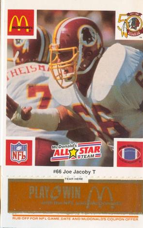 1986 McDonald's All-Star Team - Full Game Pieces: Week 3 Gold/Orange Tab #NNO Joe Jacoby Front