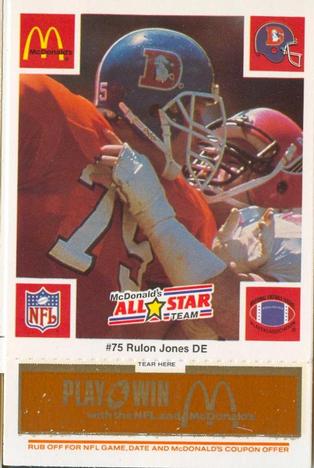 1986 McDonald's All-Star Team - Full Game Pieces: Week 3 Gold/Orange Tab #NNO Rulon Jones Front
