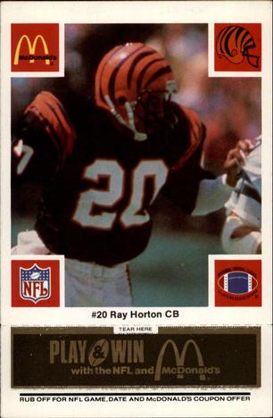 1986 McDonald's Cincinnati Bengals - Full Game Pieces - Week 2 Black/Gray Tab #NNO Ray Horton Front