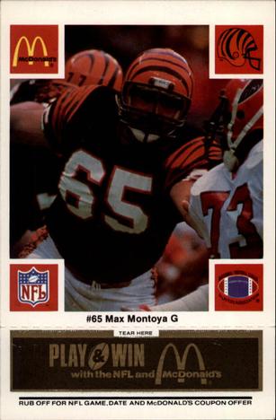 1986 McDonald's Cincinnati Bengals - Full Game Pieces - Week 2 Black/Gray Tab #NNO Max Montoya Front