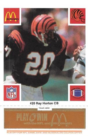1986 McDonald's Cincinnati Bengals - Full Game Pieces - Week 3 Gold/Orange Tab #NNO Ray Horton Front