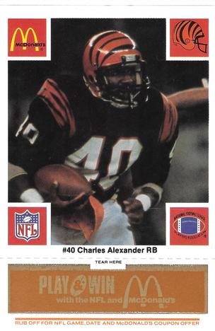 1986 McDonald's Cincinnati Bengals - Full Game Pieces - Week 3 Gold/Orange Tab #NNO Charles Alexander Front