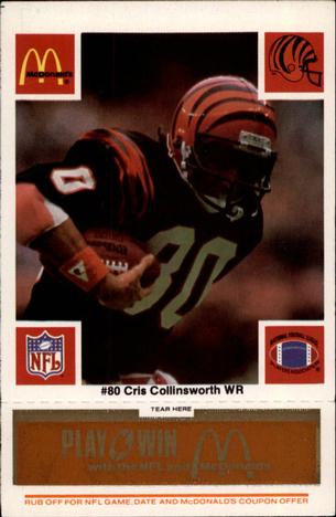 1986 McDonald's Cincinnati Bengals - Full Game Pieces - Week 3 Gold/Orange Tab #NNO Cris Collinsworth Front