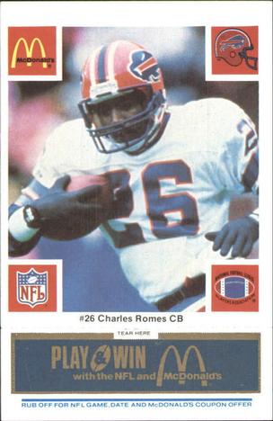 1986 McDonald's Buffalo Bills - Full Game Pieces: Week 1 Blue Tab #NNO Charles Romes Front