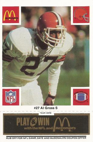1986 McDonald's Cleveland Browns - Full Game Pieces - Week 2 Black/Gray Tab #NNO Al Gross Front