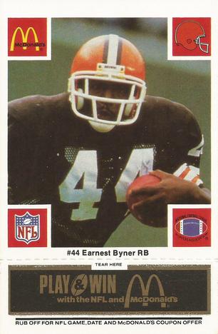 1986 McDonald's Cleveland Browns - Full Game Pieces - Week 2 Black/Gray Tab #NNO Earnest Byner Front