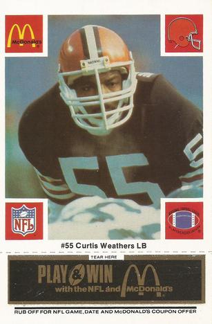 1986 McDonald's Cleveland Browns - Full Game Pieces - Week 2 Black/Gray Tab #NNO Curtis Weathers Front