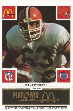 1986 McDonald's Cleveland Browns - Full Game Pieces - Week 2 Black/Gray Tab #NNO Cody Risien Front