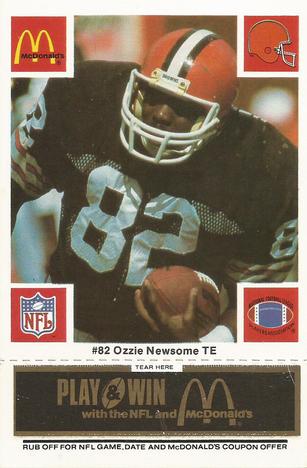 1986 McDonald's Cleveland Browns - Full Game Pieces - Week 2 Black/Gray Tab #NNO Ozzie Newsome Front