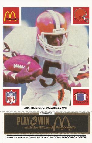 1986 McDonald's Cleveland Browns - Full Game Pieces - Week 2 Black/Gray Tab #NNO Clarence Weathers Front