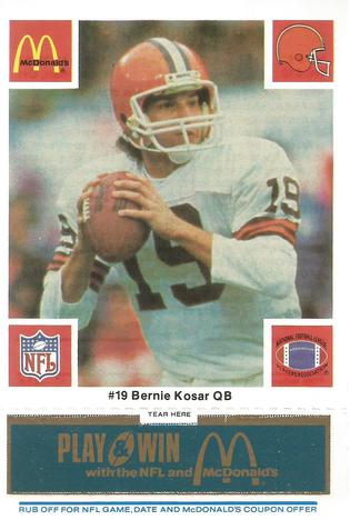 1986 McDonald's Cleveland Browns - Full Game Pieces - Week 1 Blue Tab #NNO Bernie Kosar Front