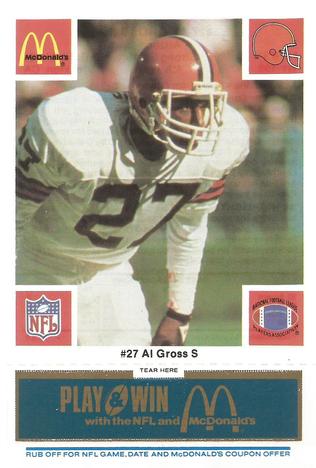 1986 McDonald's Cleveland Browns - Full Game Pieces - Week 1 Blue Tab #NNO Al Gross Front