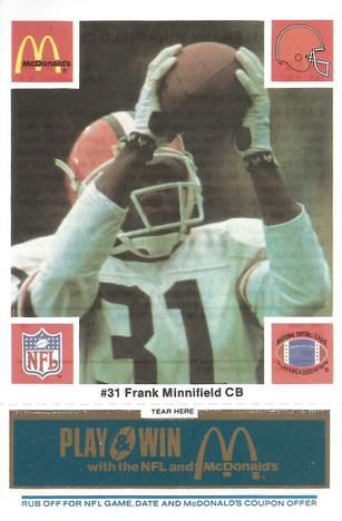 1986 McDonald's Cleveland Browns - Full Game Pieces - Week 1 Blue Tab #NNO Frank Minnifield Front