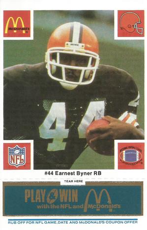 1986 McDonald's Cleveland Browns - Full Game Pieces - Week 1 Blue Tab #NNO Earnest Byner Front