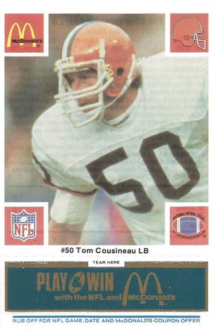 1986 McDonald's Cleveland Browns - Full Game Pieces - Week 1 Blue Tab #NNO Tom Cousineau Front