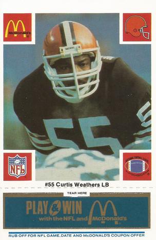 1986 McDonald's Cleveland Browns - Full Game Pieces - Week 1 Blue Tab #NNO Curtis Weathers Front