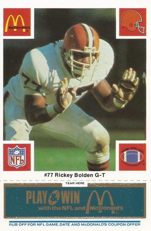 1986 McDonald's Cleveland Browns - Full Game Pieces - Week 1 Blue Tab #NNO Rickey Bolden Front