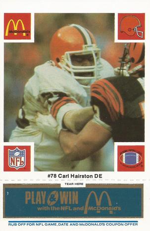 1986 McDonald's Cleveland Browns - Full Game Pieces - Week 1 Blue Tab #NNO Carl Hairston Front