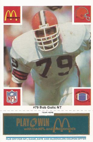 1986 McDonald's Cleveland Browns - Full Game Pieces - Week 1 Blue Tab #NNO Bob Golic Front