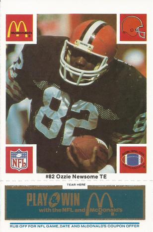 1986 McDonald's Cleveland Browns - Full Game Pieces - Week 1 Blue Tab #NNO Ozzie Newsome Front