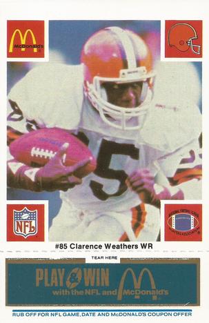 1986 McDonald's Cleveland Browns - Full Game Pieces - Week 1 Blue Tab #NNO Clarence Weathers Front