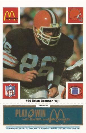 1986 McDonald's Cleveland Browns - Full Game Pieces - Week 1 Blue Tab #NNO Brian Brennan Front